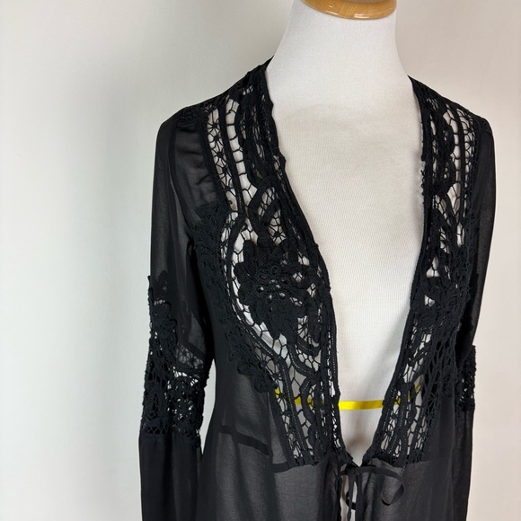 For Love and Lemons Skivvies Black Annabelle Lace Mesh Sheer Ribe size S - Picture 4 of 9